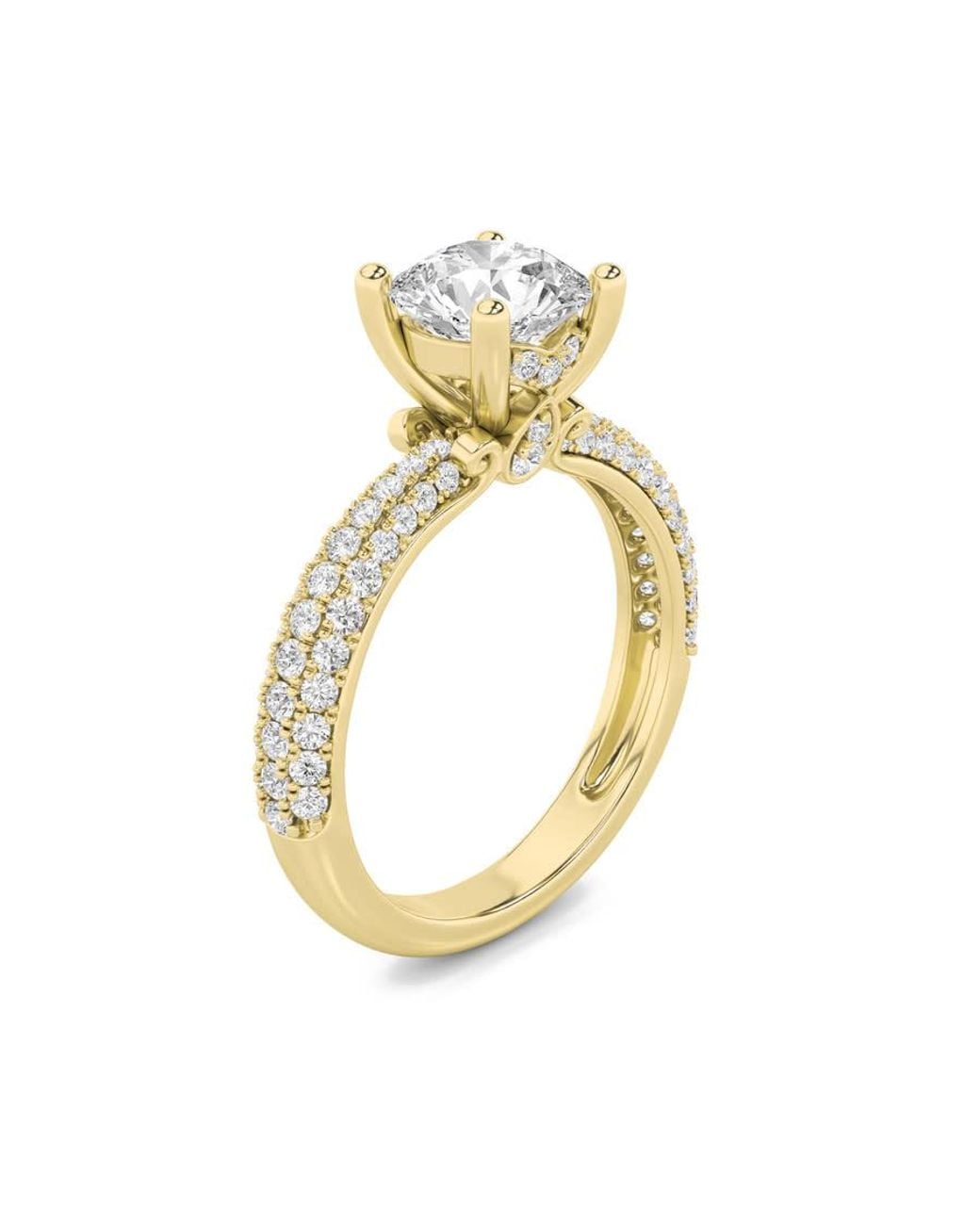 Mure And Co Metallic 2Ctw Round Shaped Lab Grown Diamond (F/Vs) Three Row Micro Pave Engagement Ring for men