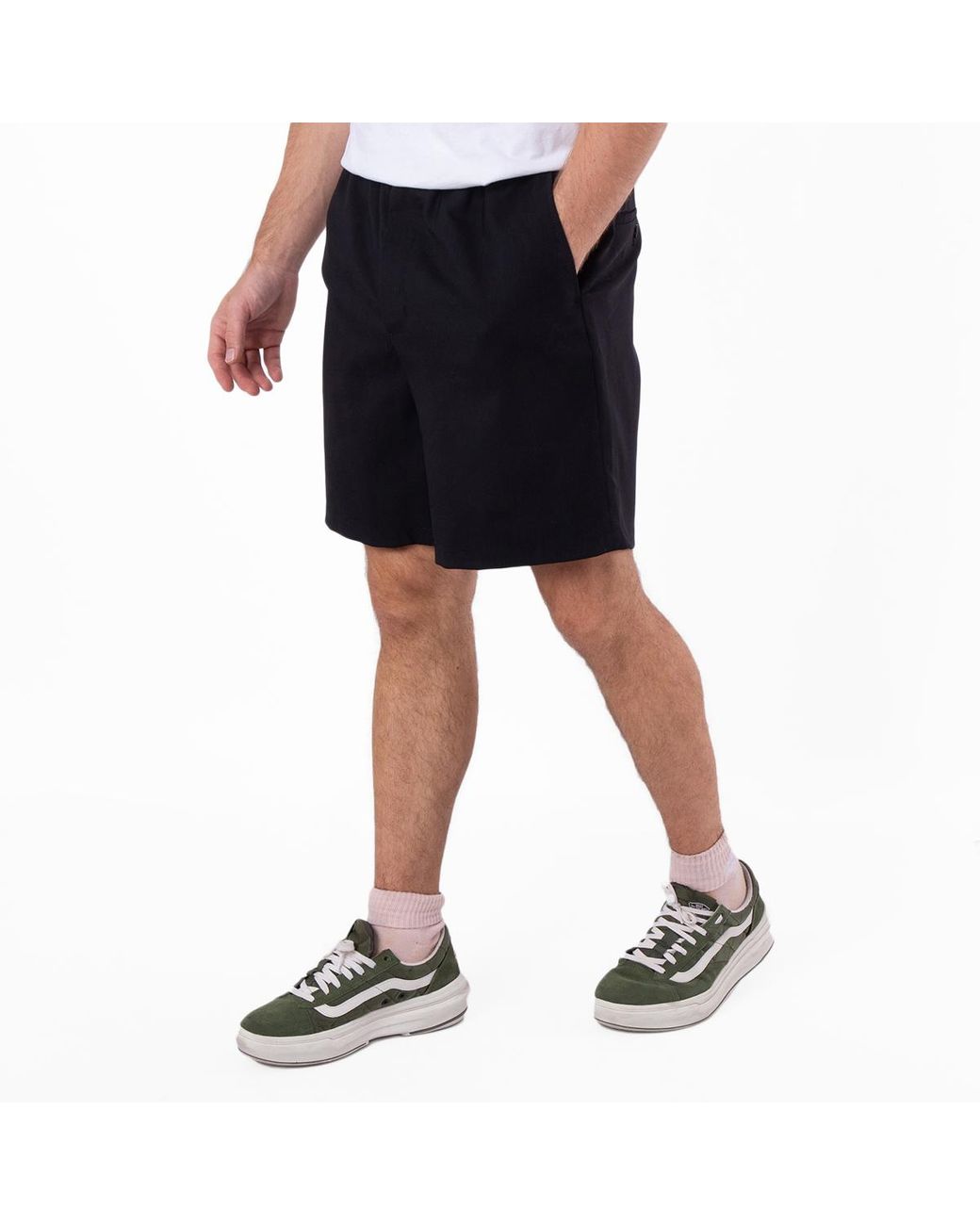 AMI Black Elasticated Waist Wool Shorts for men