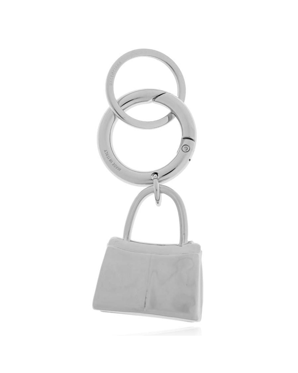 Balenciaga White Shiny Carousel Rodeo Key Ring for men