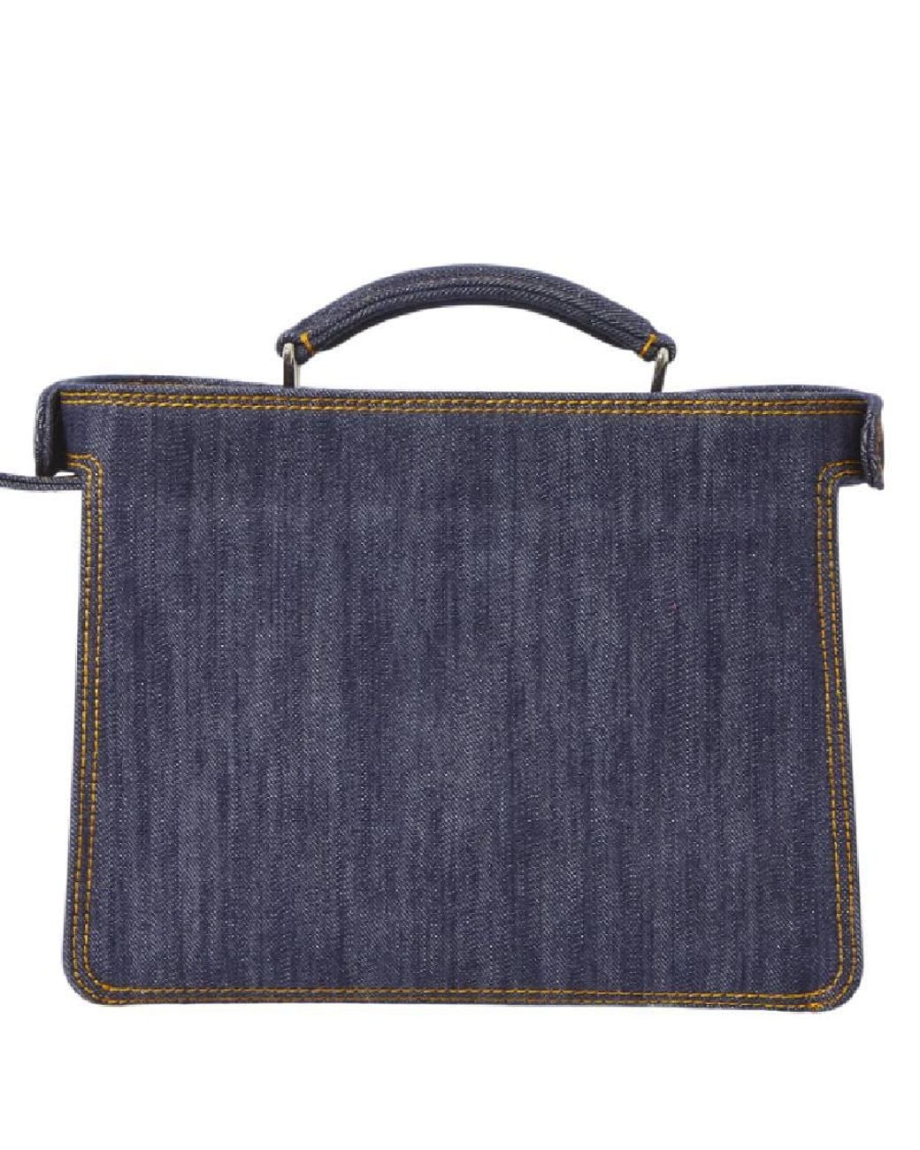 Fendi Blue Peekaboo Iseeu Mini Bag Denim-Effect Fabric for men