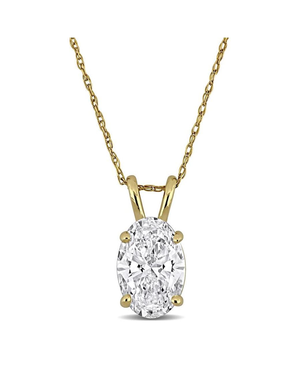 Created Forever Metallic 2Ct Tw Oval-Cut Lab Grown Diamond Solitaire Pendant With Chain for men