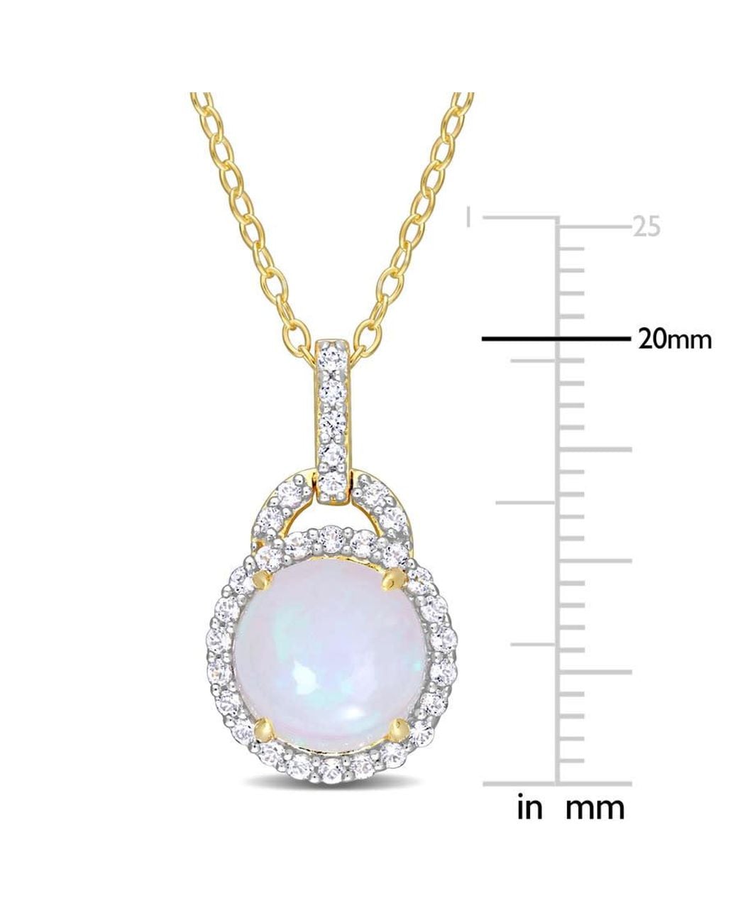 Amour Metallic 3 1/4 Ct Tgw Ethiopian Opal And Topaz Halo Pendant With Chain for men
