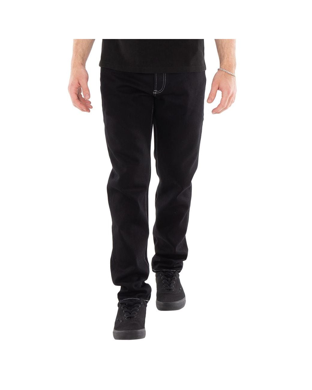 KENZO Black Logo-Patch Denim Pants for men