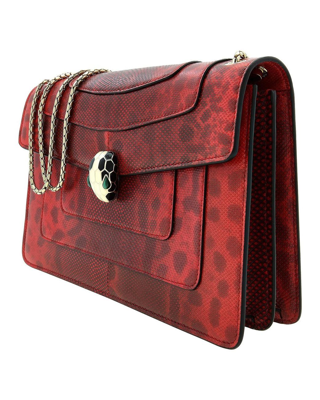 BVLGARI Red Serpenti Forever Shiny Karung Shoulder Bag