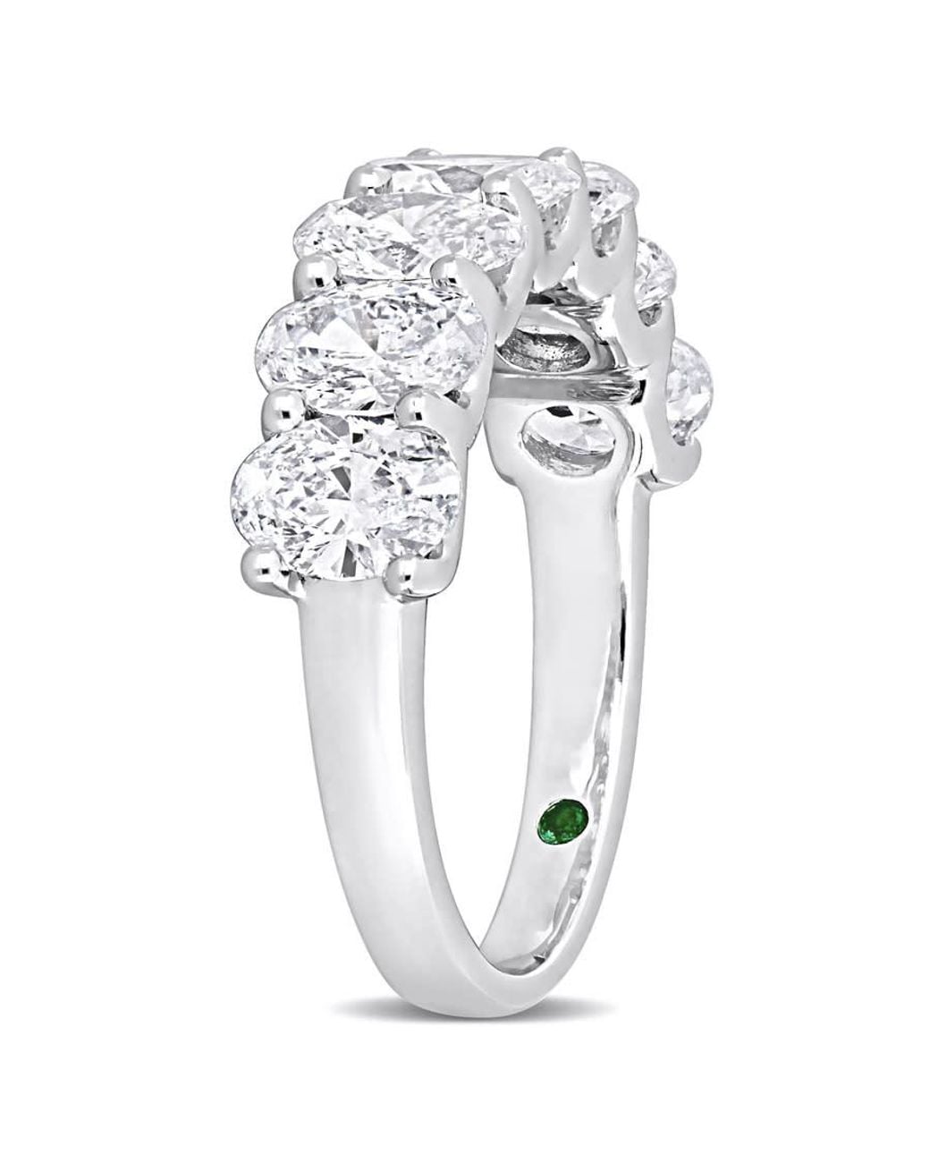 Created Forever Metallic 3Ct Tw Oval Lab-Created Diamond And Created Emerald Accent Semi-Eternity Ring for men