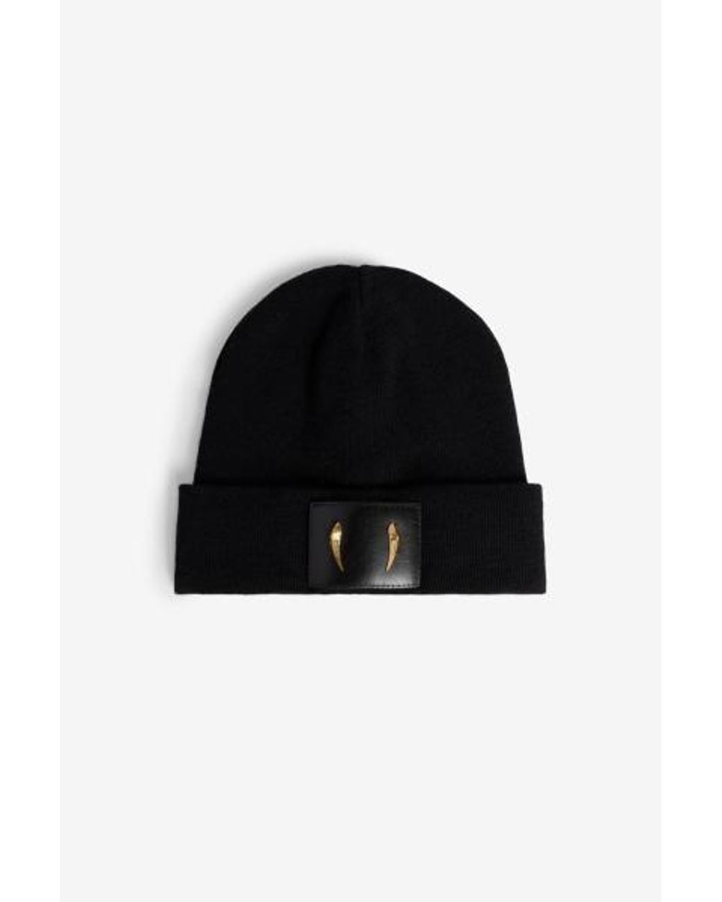 Roberto Cavalli Black Wool Beanie Hat