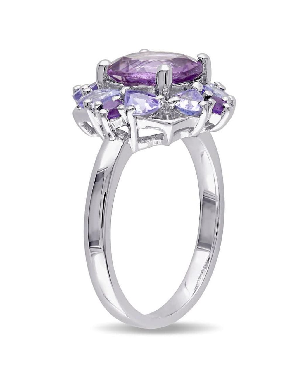 Amour Purple 3 Ct Tgw Amethyst And Tanzanite Floral Cluster Ring for men