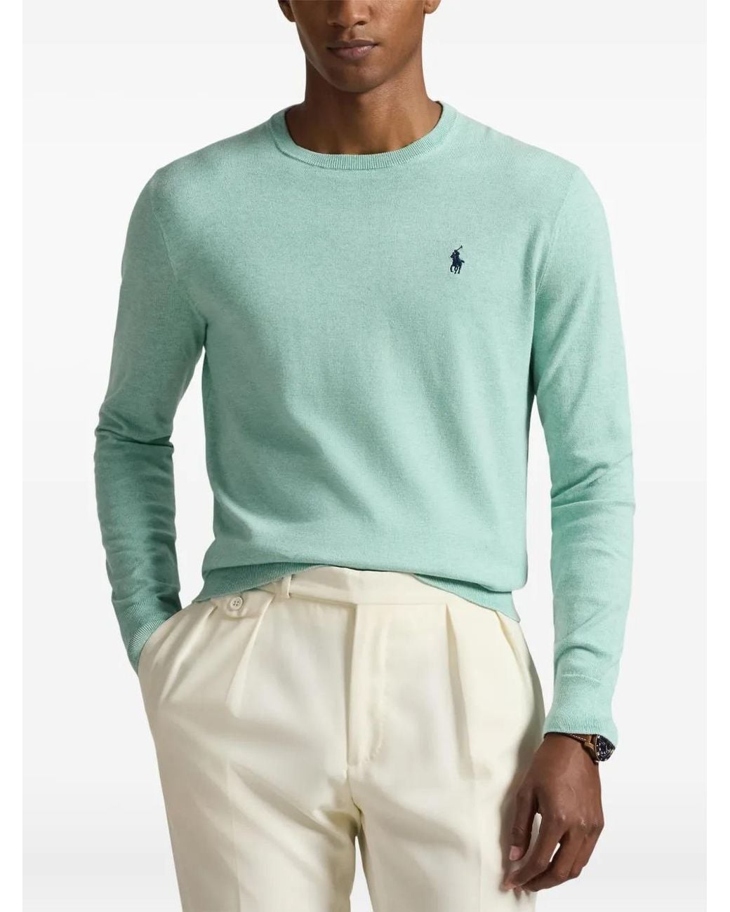 Polo Ralph Lauren Green Slim-Fit Textured Cotton Jumper for men