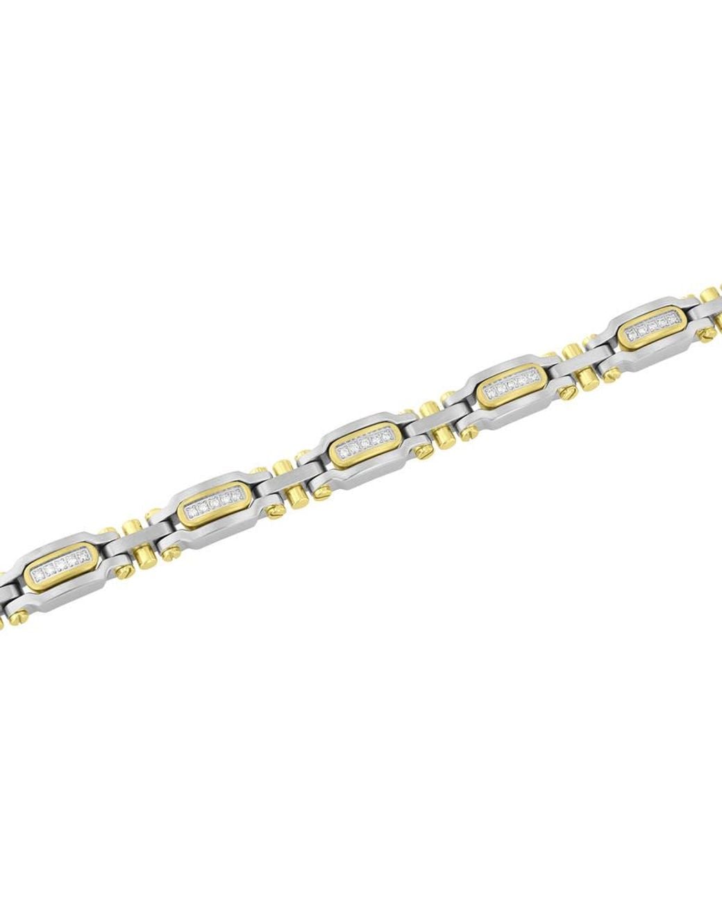 Robert Alton Metallic 3/8Ctw Diamond Stainless Steel Two-Tone Bracelet With Finish for men
