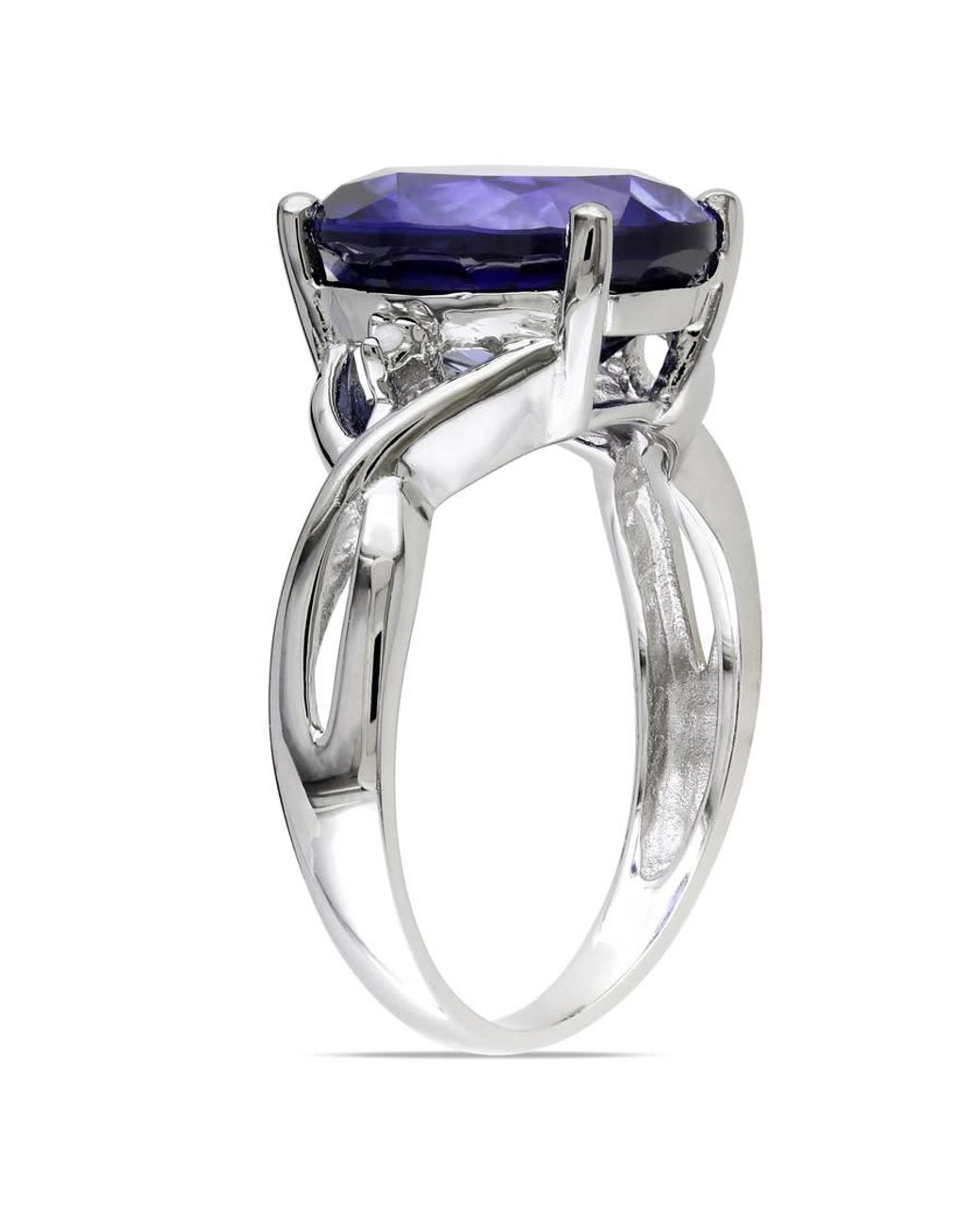 Amour Blue 7 1/2 Ct Tgw Oval Cut Created Sapphire And Diamond Accent Ring for men