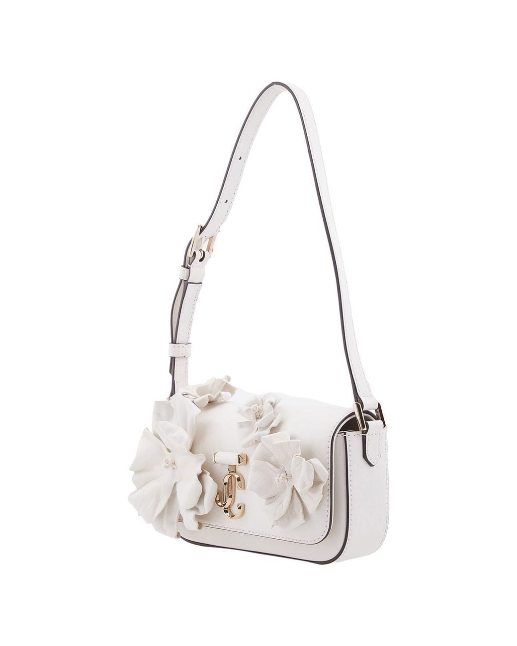 Jimmy Choo Metallic Avenue Floral Applique Shoulder Bag