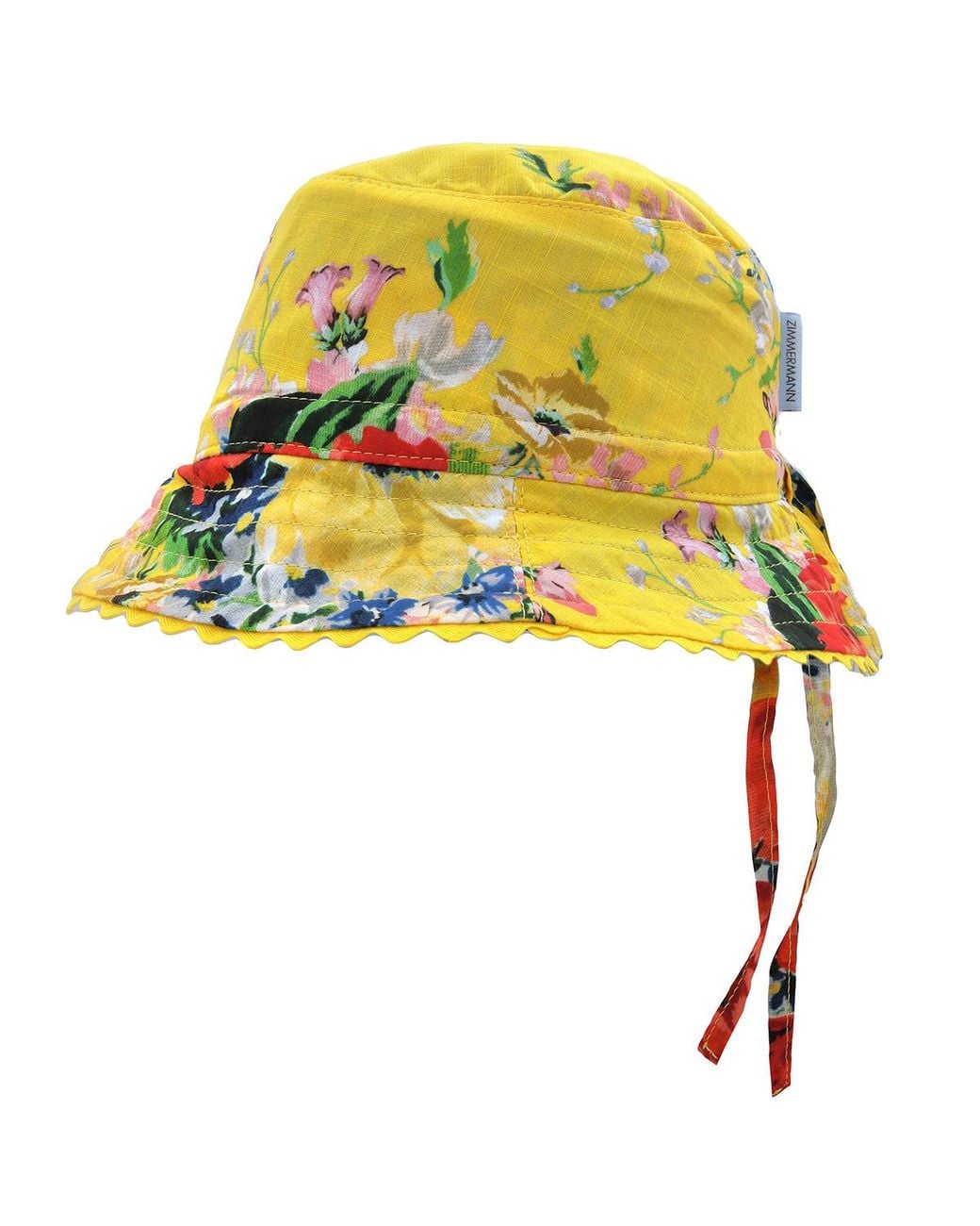 Zimmermann Yellow Floral-Print Drawstring Bucket Hat