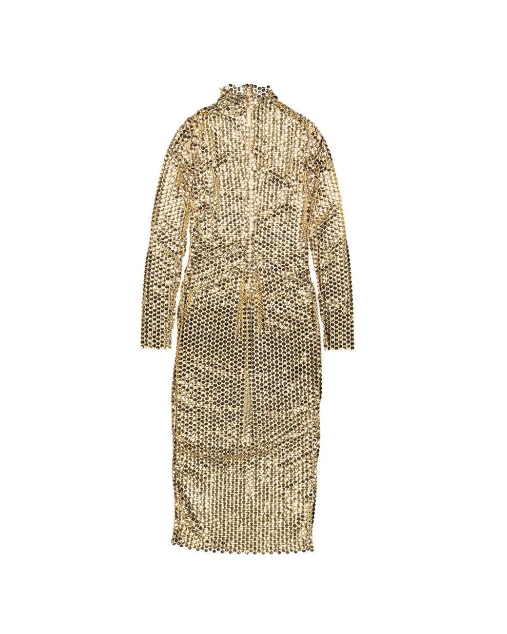 Burberry Gold Thalia Metallic Paillette-embellished Mesh Dress in Natural |  Lyst