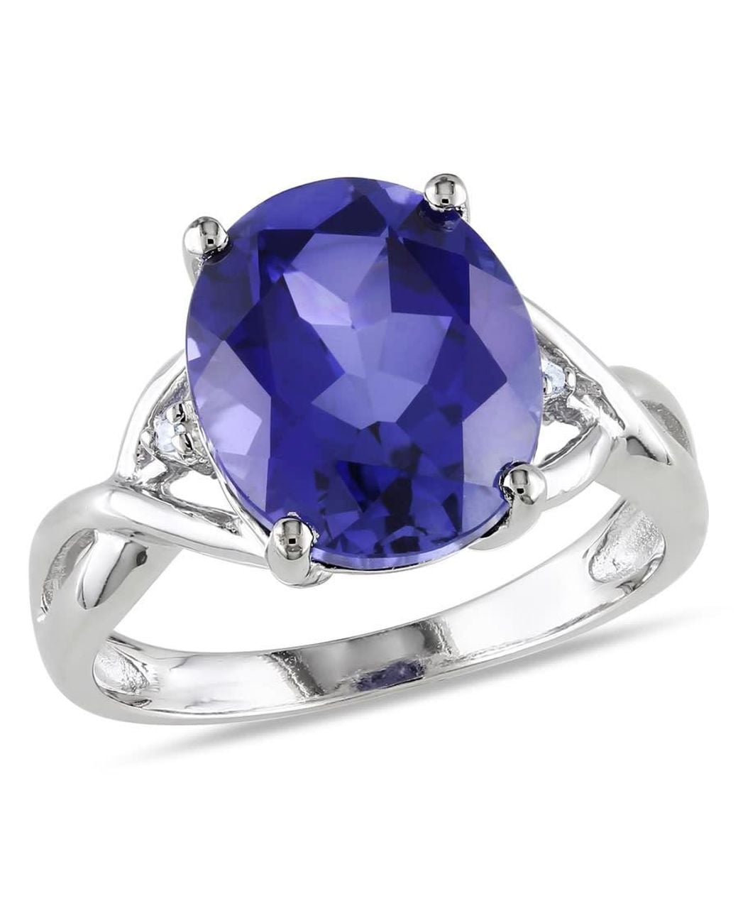 Amour Blue 7 1/2 Ct Tgw Oval Cut Created Sapphire And Diamond Accent Ring for men