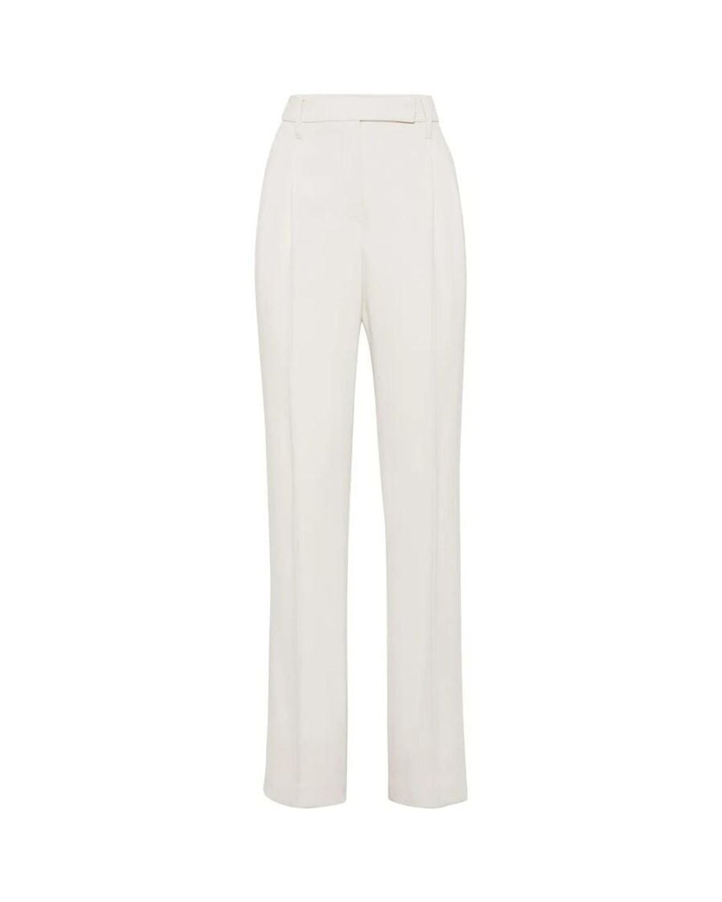 Brunello Cucinelli White Off Tailored Trousers, Brand Size 38 (Us for men