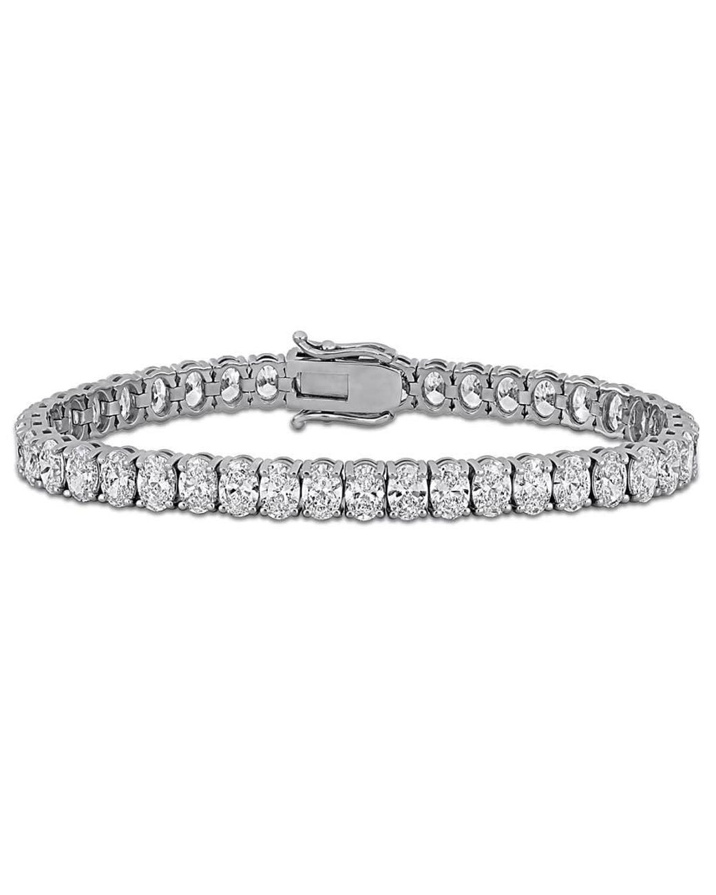 Created Forever Metallic 17 1/6Ct Tw Oval-Cut Lab-Grown Diamond Tennis Bracelet for men