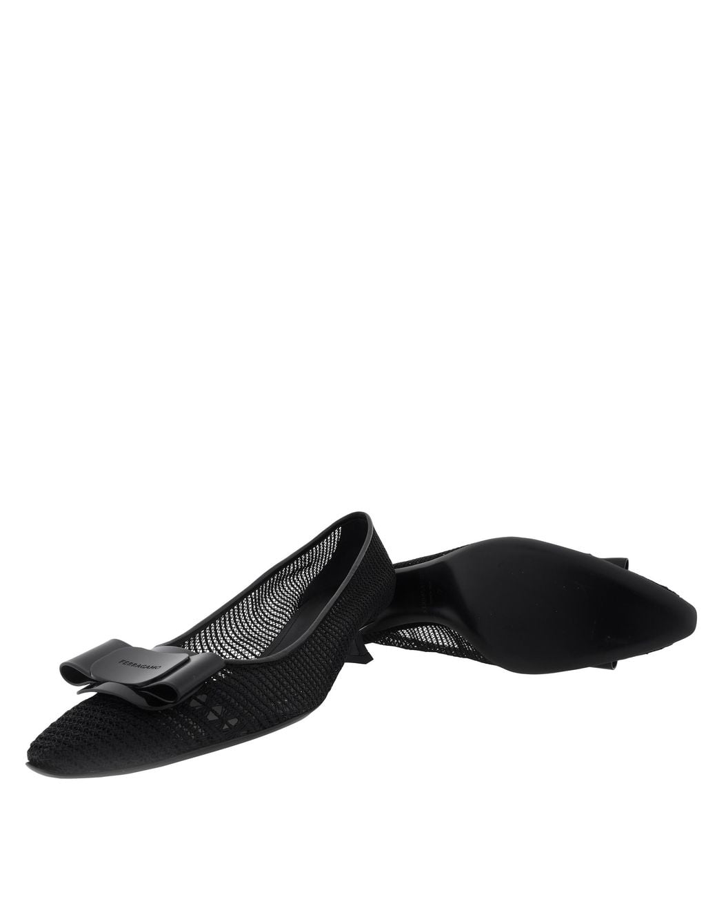 Ferragamo Black Ferragamo Zelma Mesh Bow Pumps, Size 7 C