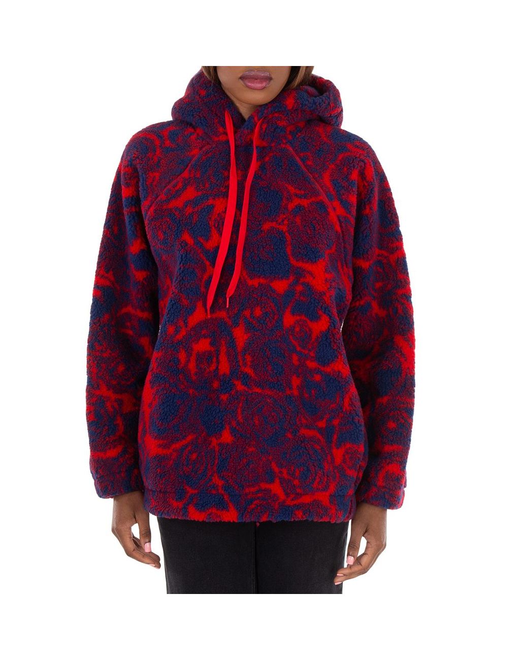 Burberry Purple Floral Pattern Drawstring Hoodie for men