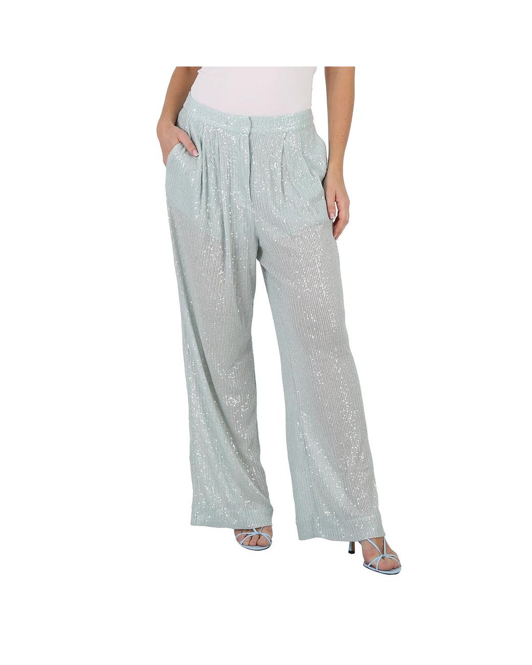 ROTATE BIRGER CHRISTENSEN Gray Ladies Wan Transparent Sequins Trousers