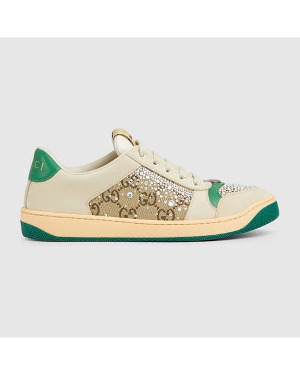 Gucci White Gg Crystal Screener Sneakers, Brand Size 40 (Us for men