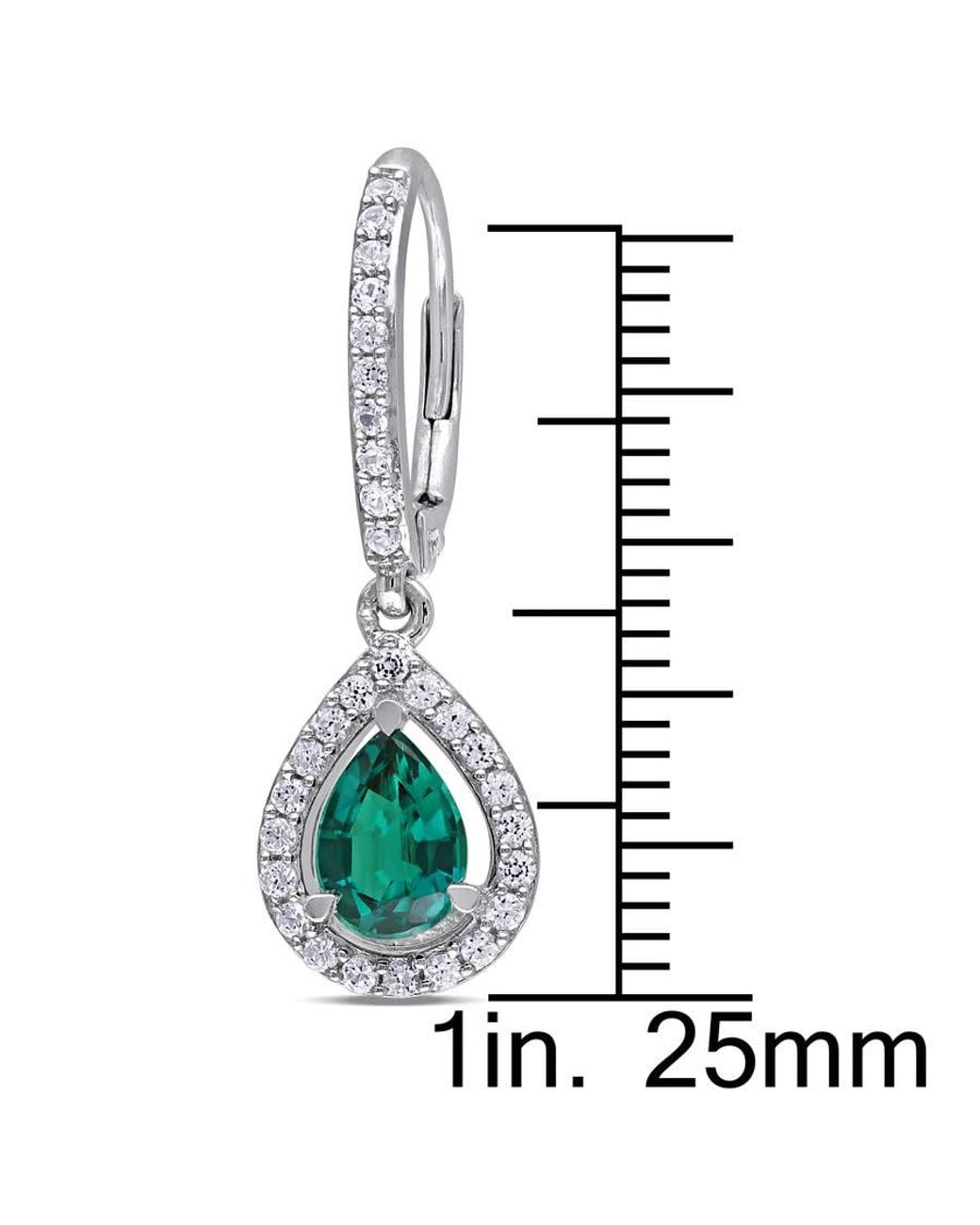 Amour White Created Emerald And Sapphire Teardrop Leverback Earrings for men