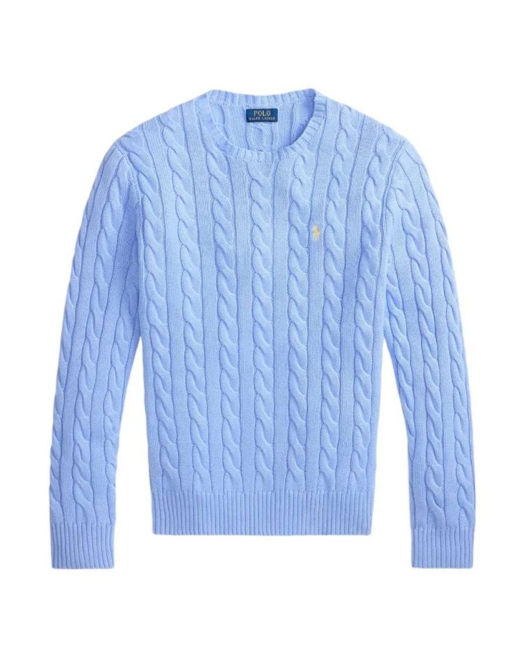 Polo Ralph Lauren Blue Cotton Cable Crew Knit Sweater for men
