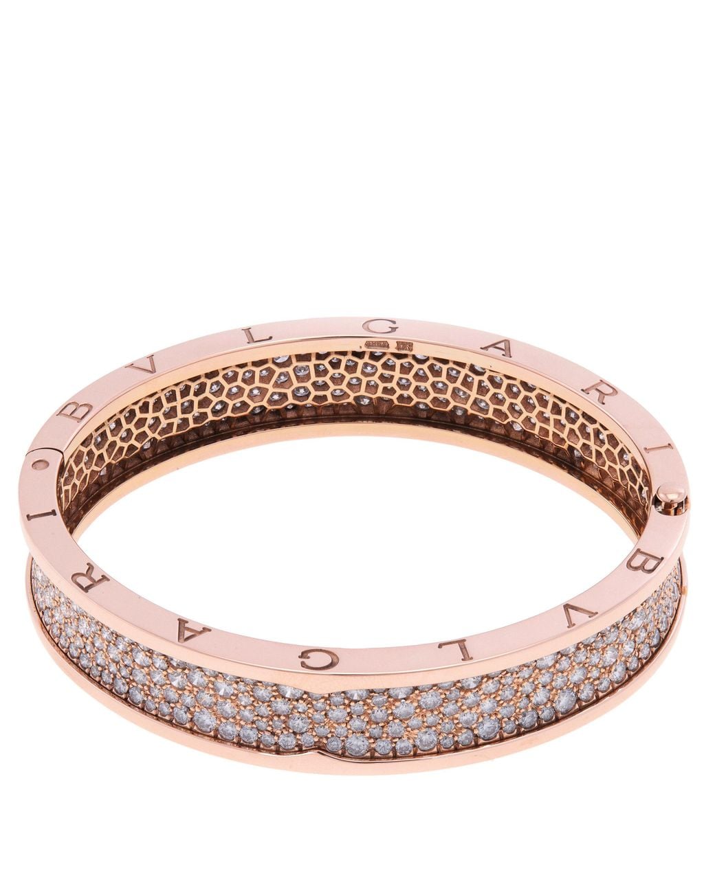 BVLGARI Brown B.Zero1 18K Rose Diamond Pave Bangle for men