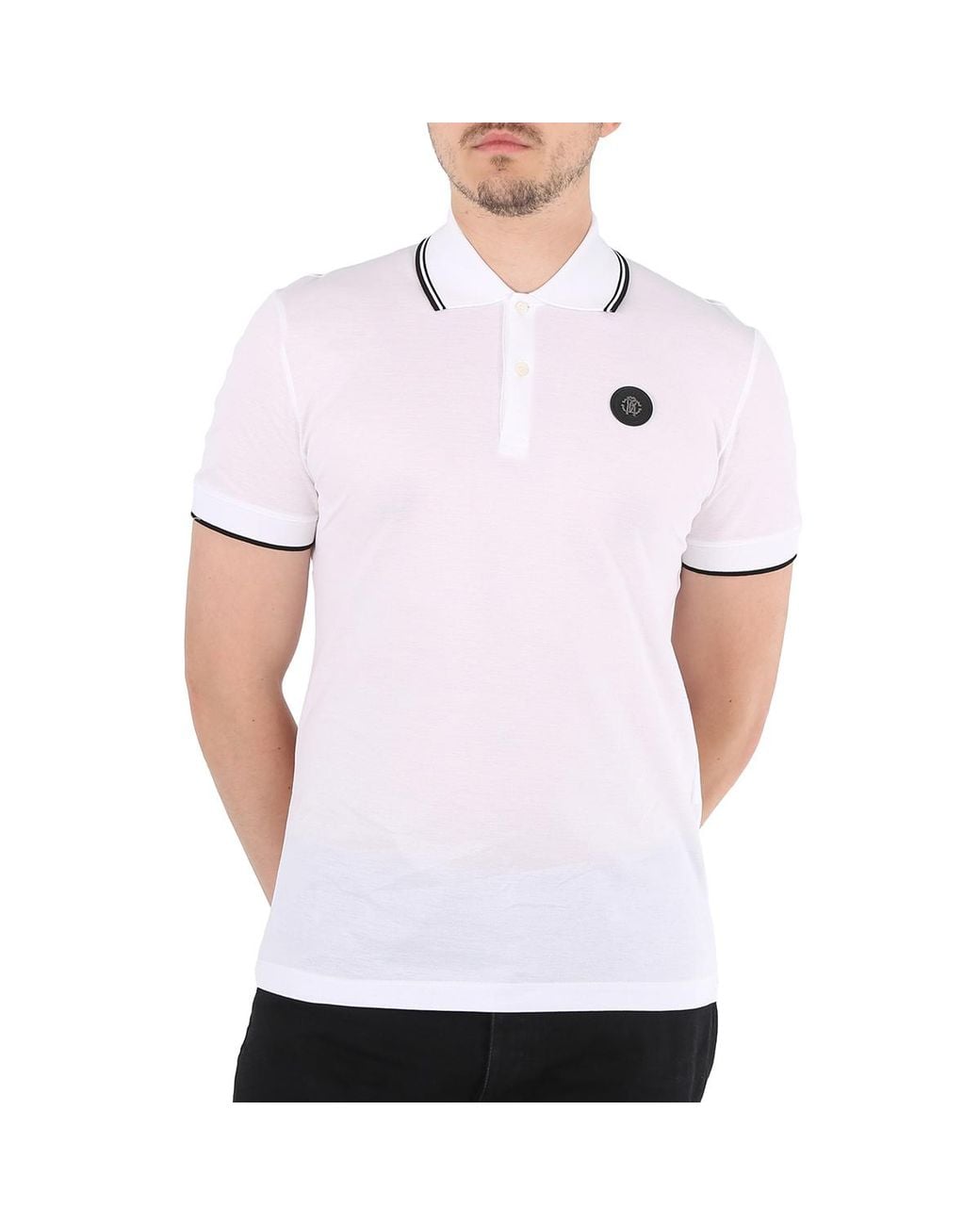 Roberto Cavalli White Optic Logo Polo Shirt for men