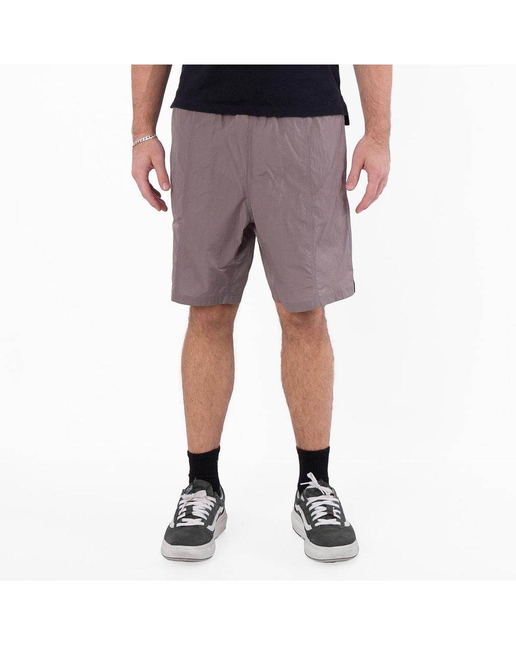 AMI Gray Nylon Canvas Swim Shorts for men