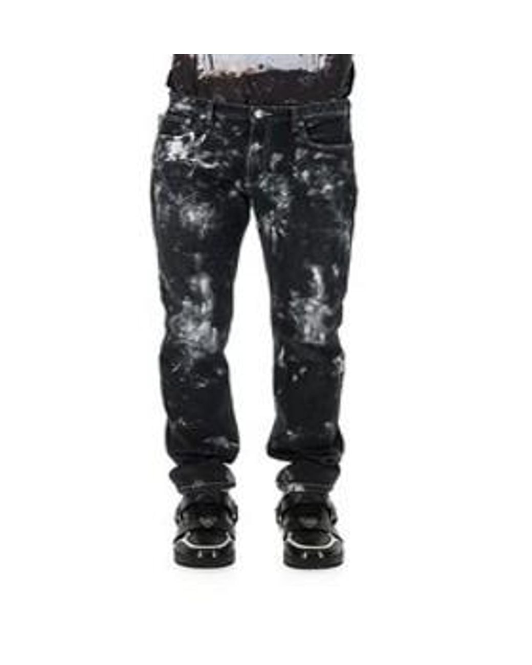 Roberto Cavalli Black Paint-Splatter Denim Jeans, Waist for men