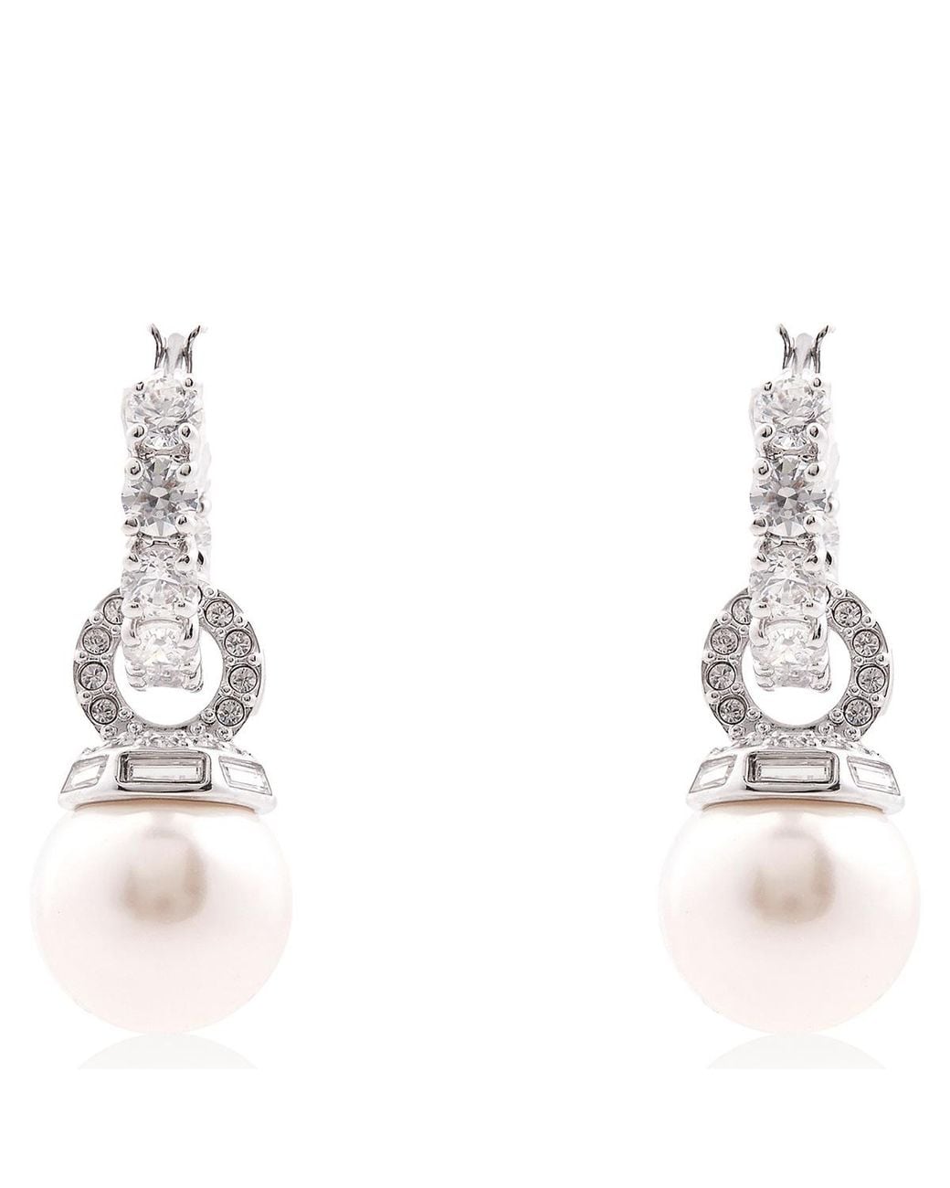 Swarovski Metallic Matrix Crystal Pearl Drop Earrings for men