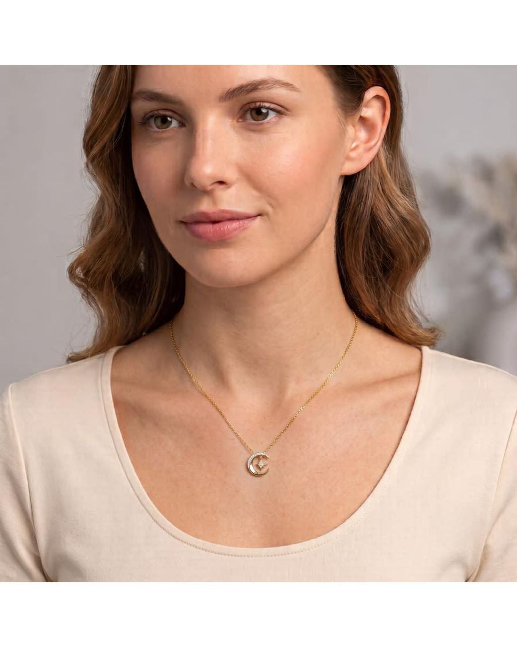 Kylie Harper Metallic 14K Over Dangling Moon & Star Cz Pendant for men