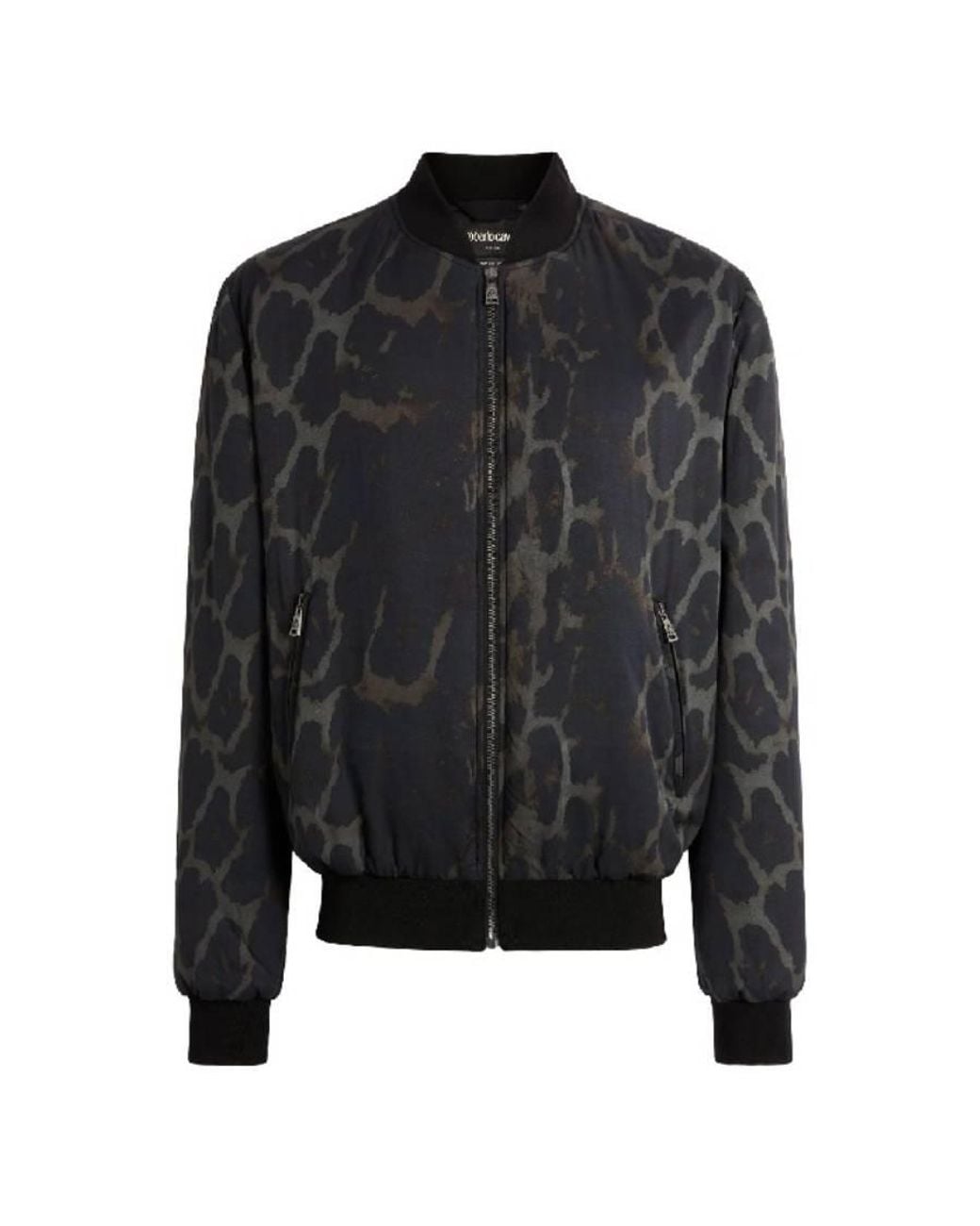 Roberto Cavalli Black Viscose Printed Bomber Jacket, Brand Size 50 Us for men