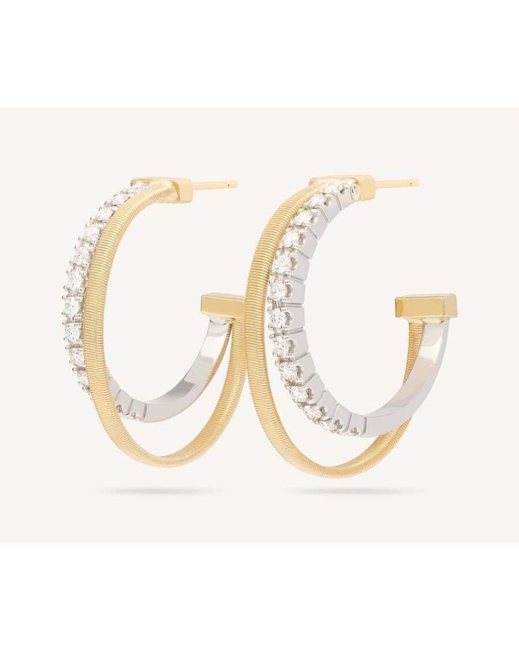 Marco Bicego Metallic 18K Double Hoop Earrings With Diamonds Og412_B_Yw_M5 for men