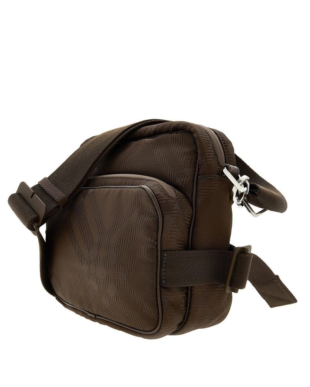 Burberry Brown Checked Jacquard Zipped Shoulder Bag for men