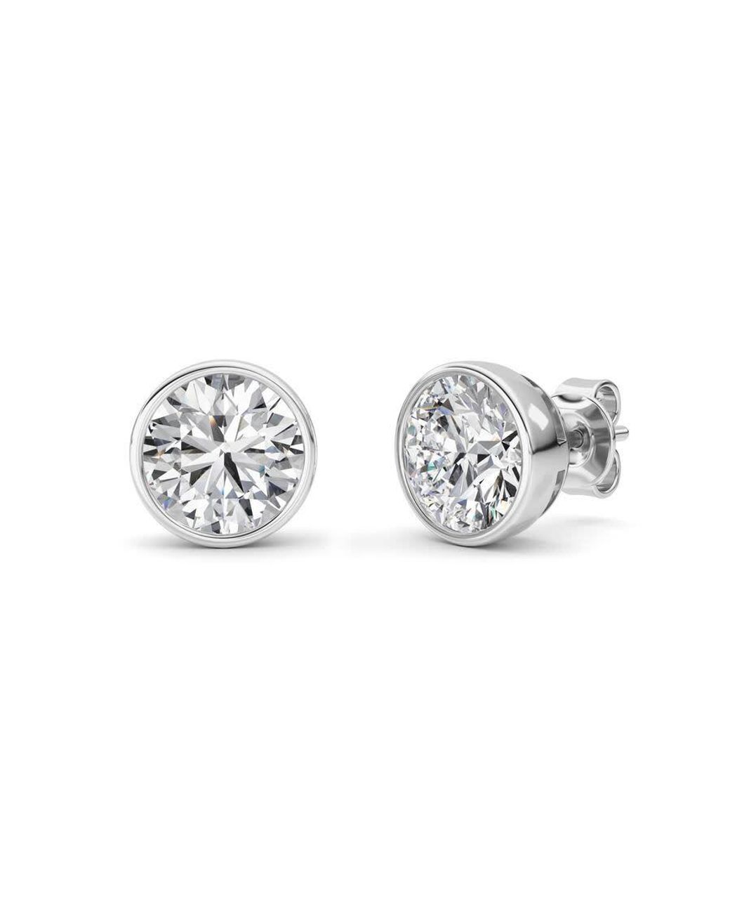 Mure And Co Metallic 4Ctw Round Shaped Lab Grown Diamond (F/Vs) Stud Earrings for men