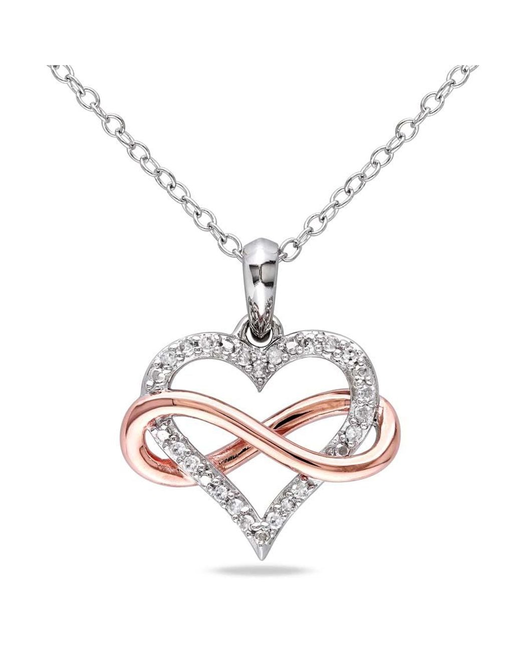 Amour Metallic 1/10 Ct Tw Diamond Infinity Heart Pendant With Chain for men