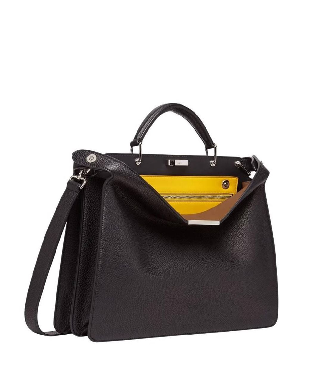 Fendi Black Peekaboo Leather Briefcase for men