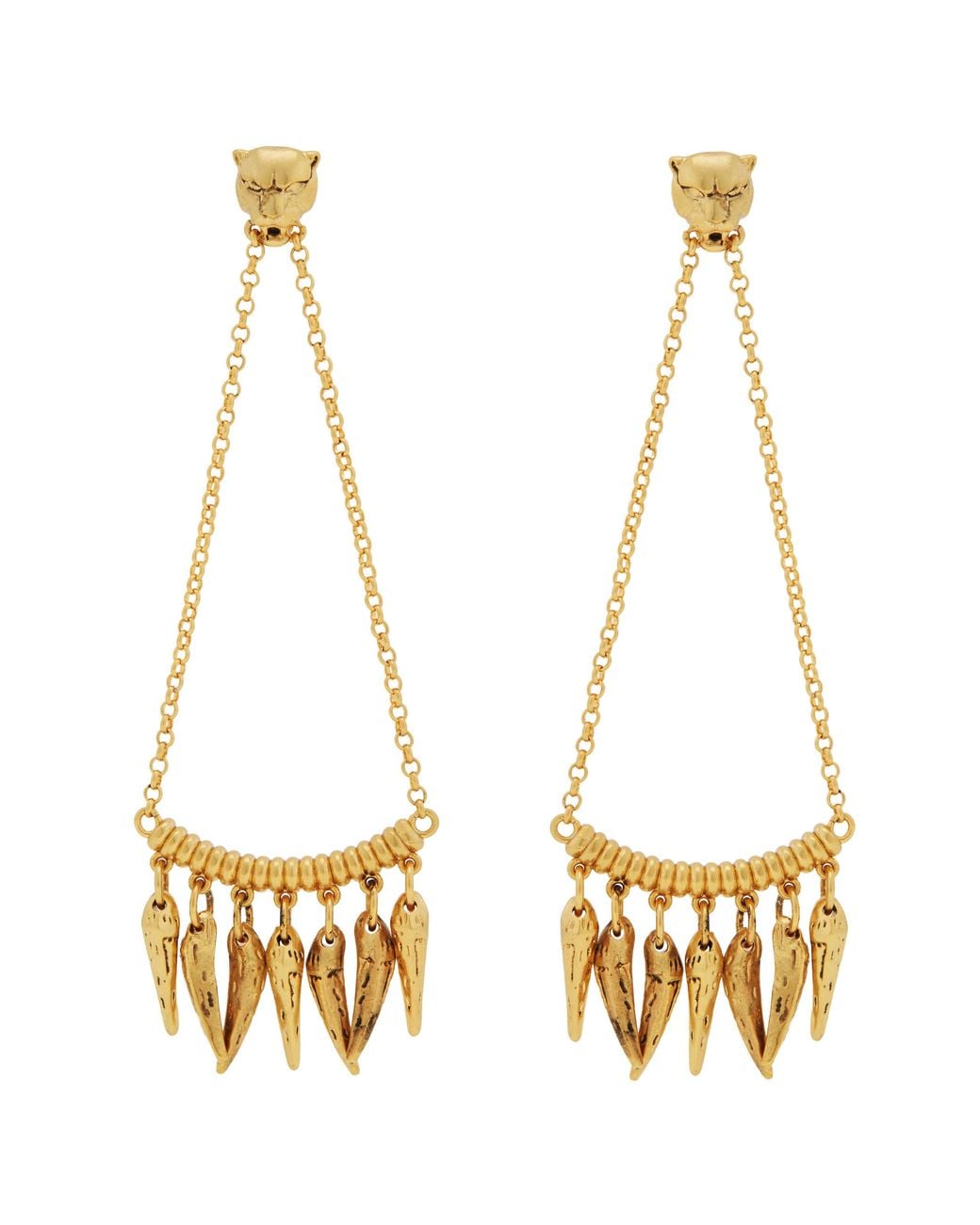 Roberto Cavalli Metallic Tone Panther Drop Earrings for men