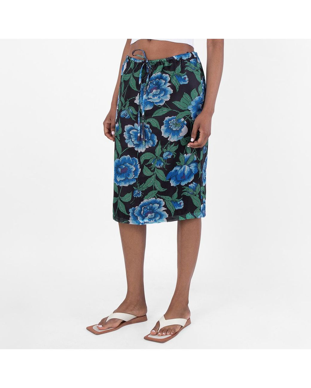 KENZO Blue Elasticated Waistband Drawstring Skirt, Brand Size 38 (Us