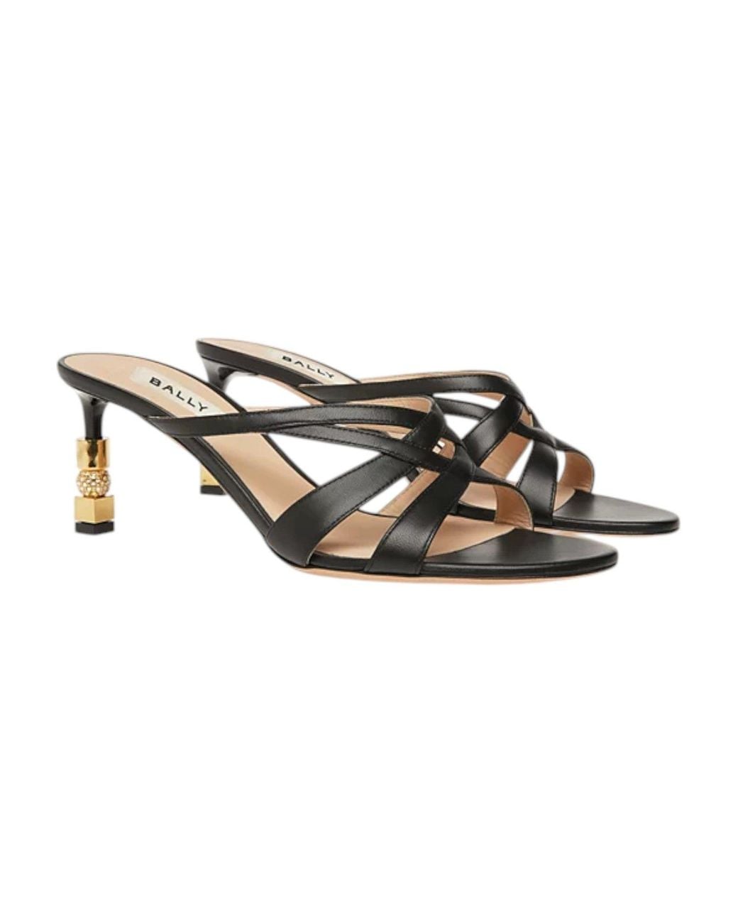 Bally Black Carolyn Leather Block Slide Sandals, Brand Size 36 Us