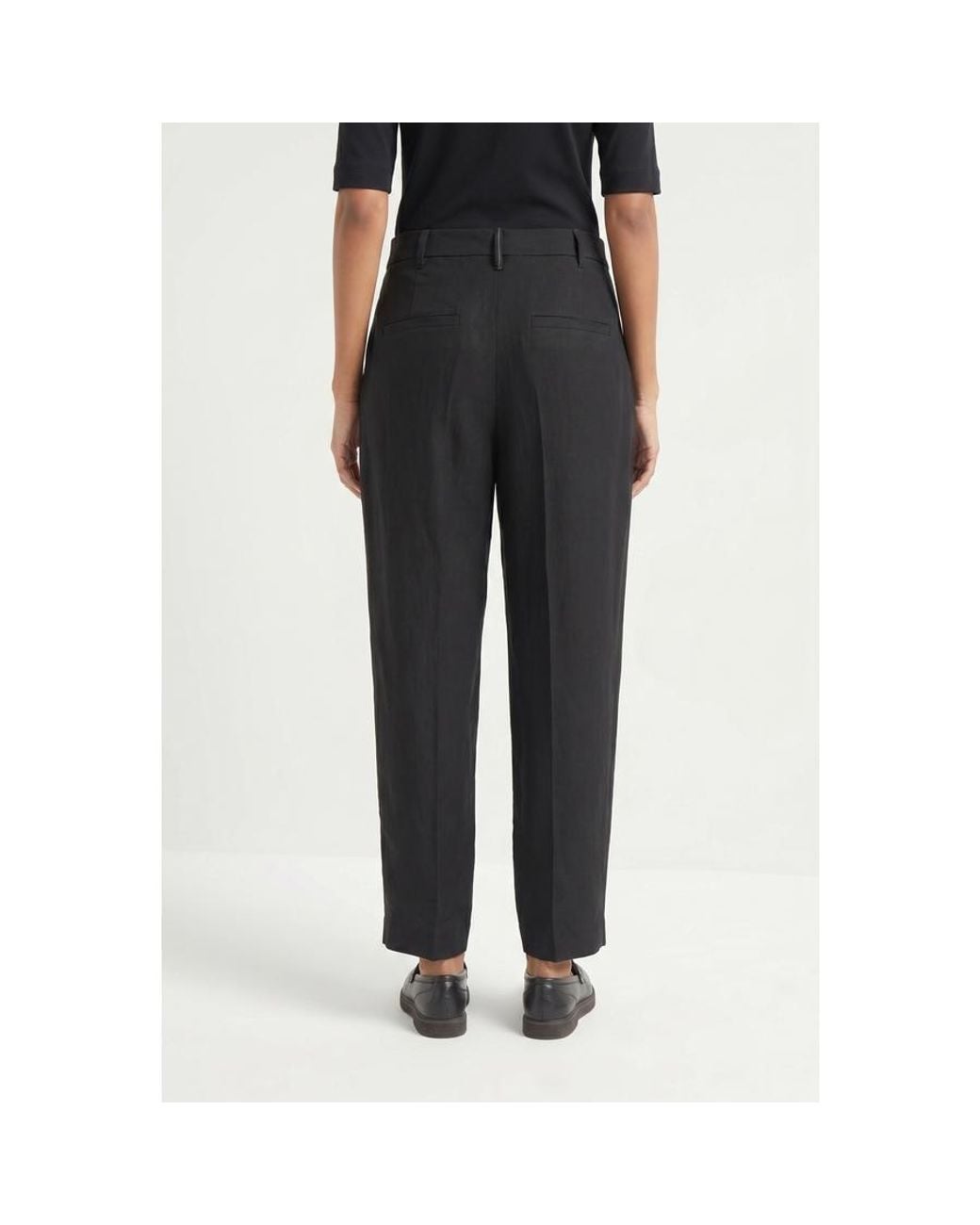 Brunello Cucinelli Black Relaxed Linen Trousers, Brand Size 40 (Us for men