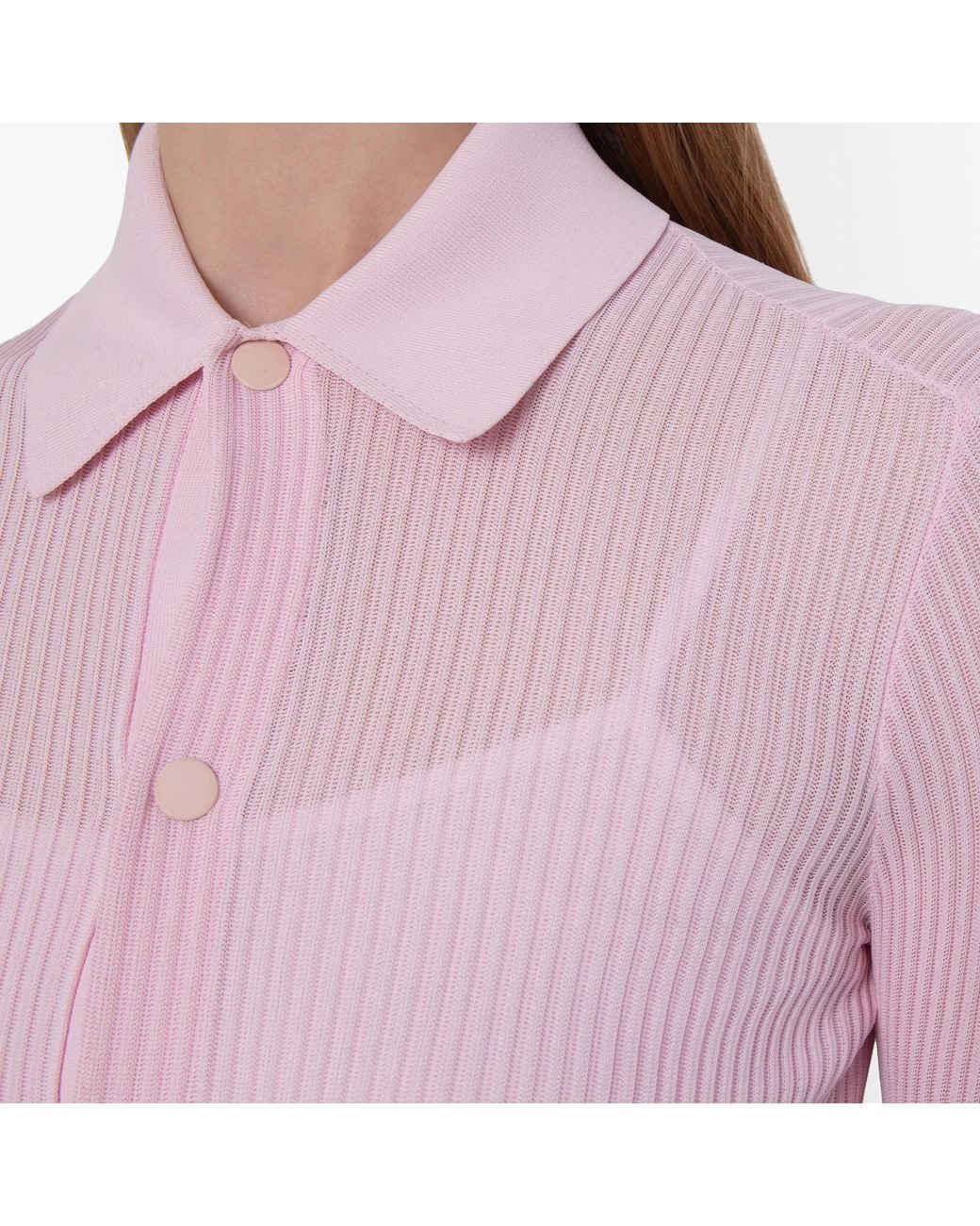 Burberry Pink Rib Knit Long-Sleeved Shirt