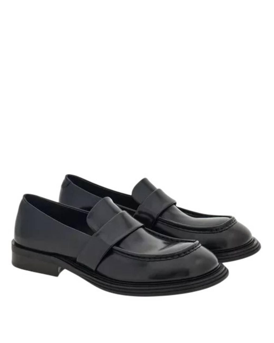 Ferragamo Black Fidele Wide Toe Leather Loafers for men