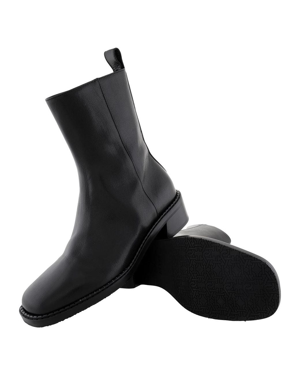 Bally Black Austine Block Heel Leather Boots, Brand Size 38 Us Size 7.5