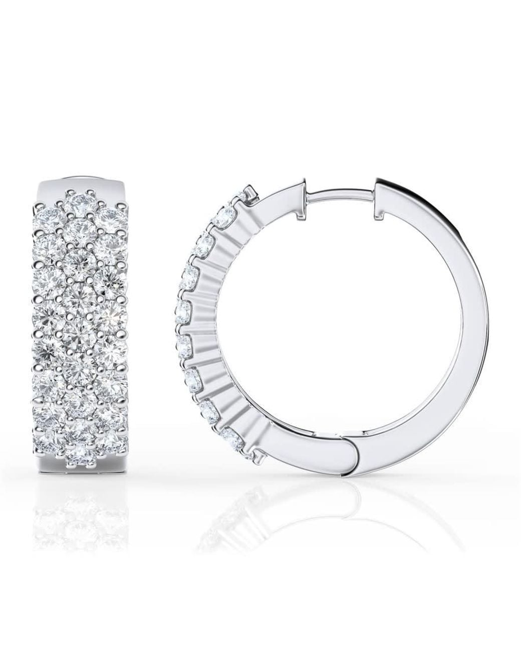 Brilliant Diamond White 5 Carat Lab Grown Diamond Cluster Hoop Earrings for men