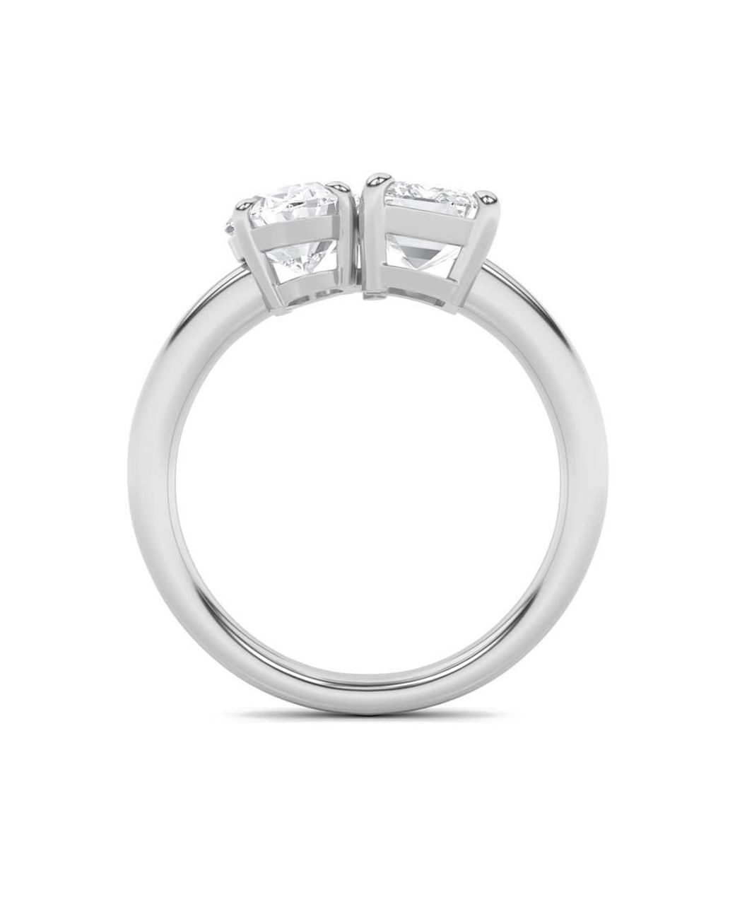 Mure And Co White 3Ctw Emerald Shaped Lab Grown Diamond (F/Vs) Toi Et Moi Engagement Ring for men