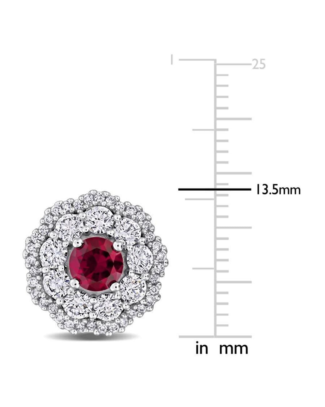 Created Forever Metallic 1 1/3Ct Tgw Created Ruby And 1 3/5Ct Tw Lab-Grown Diamond Floral Halo Stud Earrings for men