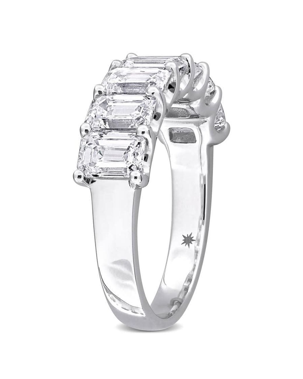 Created Forever Metallic 3 1/2Ct Tw Emerald-Cut Lab-Grown Diamond -Stone Semi-Eternity Anniversary Band for men