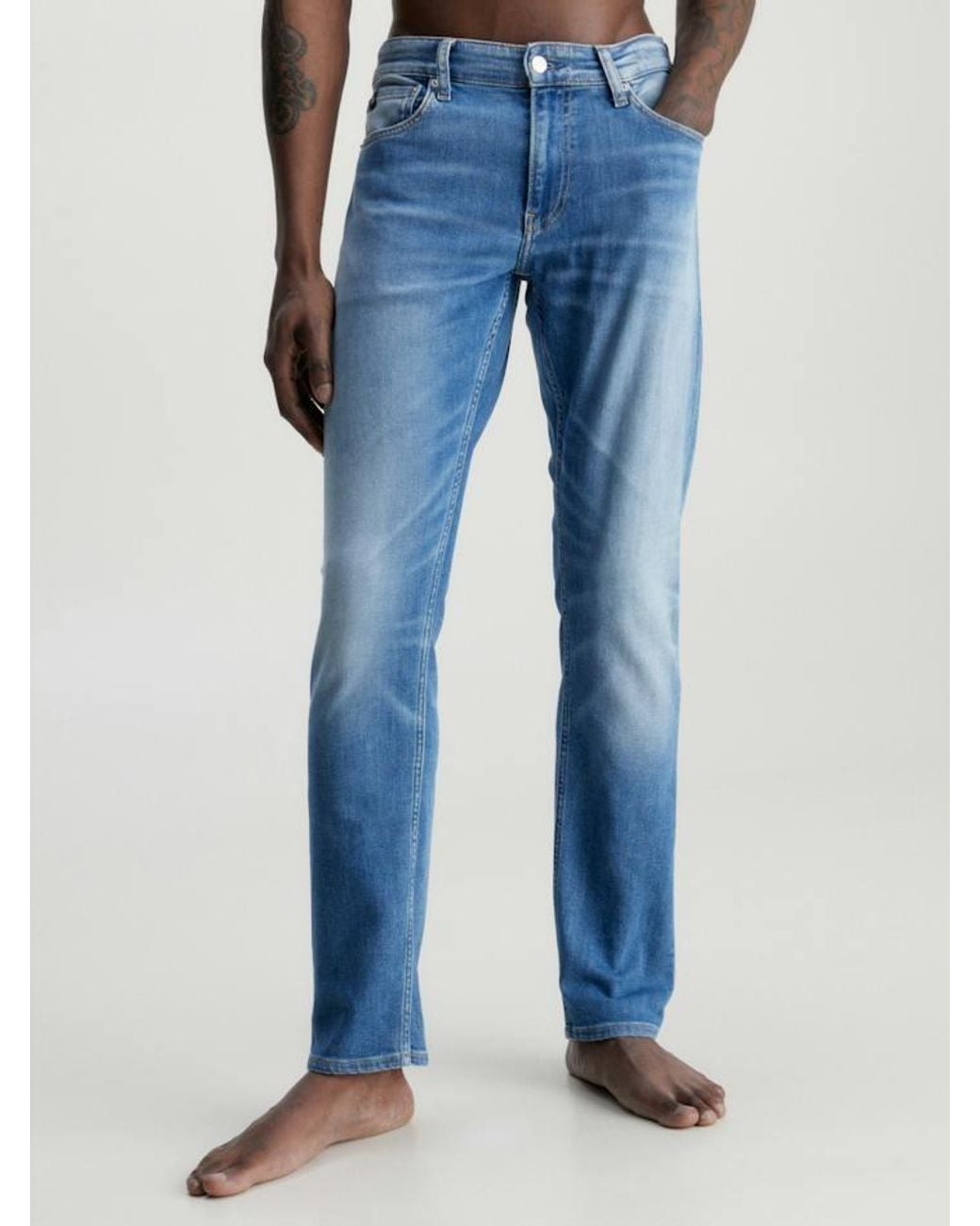 Calvin Klein Blue Slin Fit Mid-Rise Denim Jeans for men